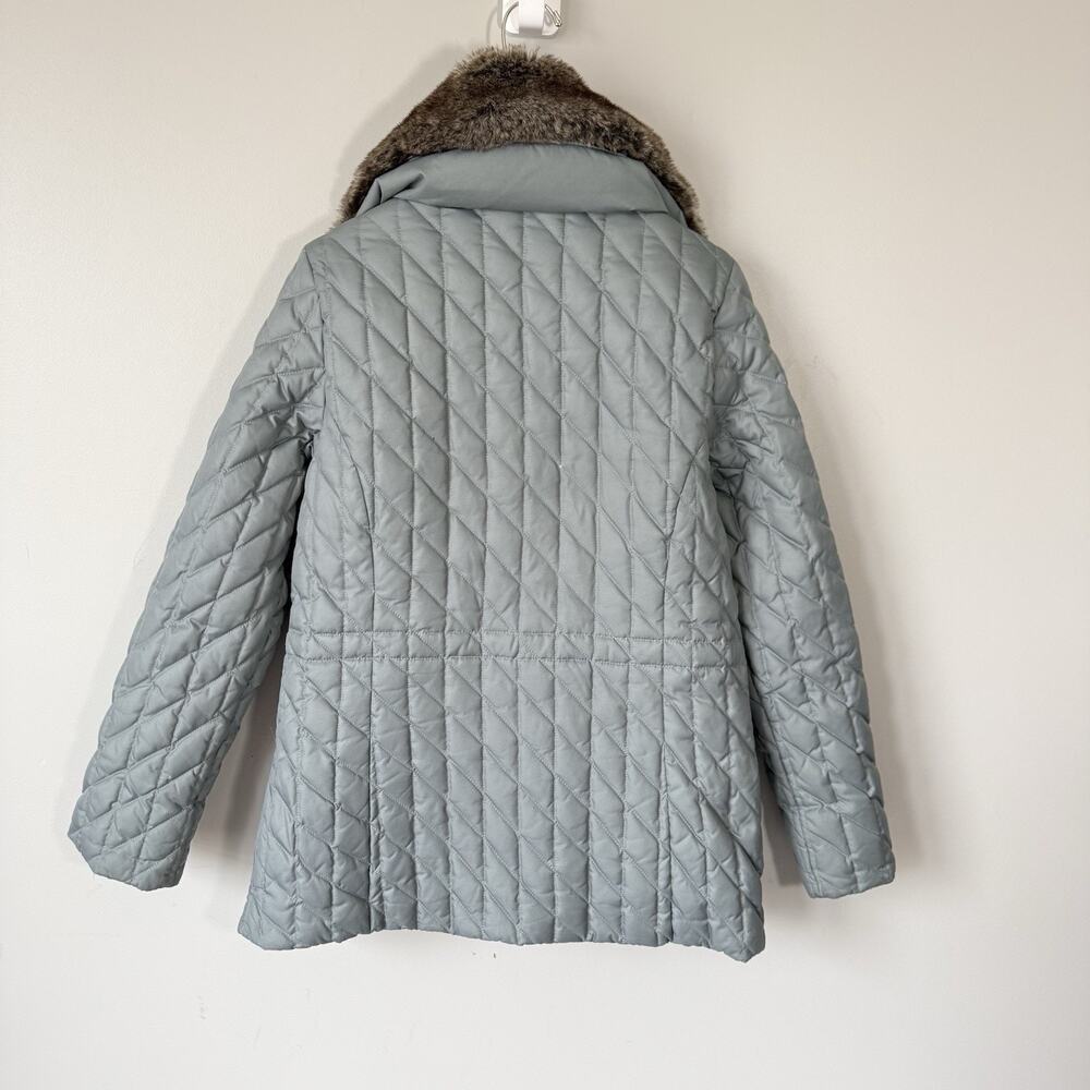 Eddie Bauer Women’s S Jacket Gray Premium Goose Down Quilted Faux Fur Collar - Picture 4 of 5